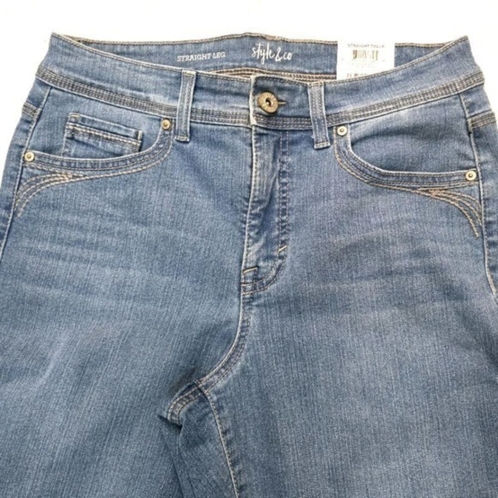 Style & Co Womens Size 6 Medium Wash Straight Leg High Rise Tummy Control Jeans